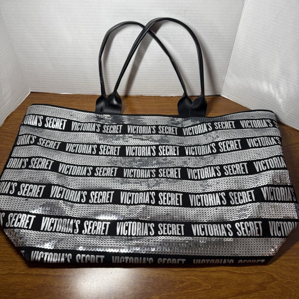 Victoria Secret Shimmering Black & Silver Tote